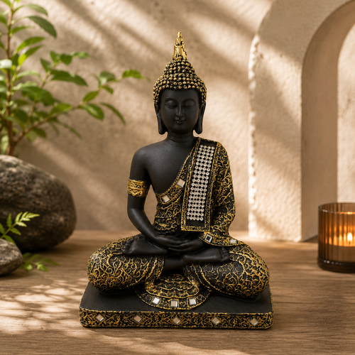 Black Buddha Blessing Statue