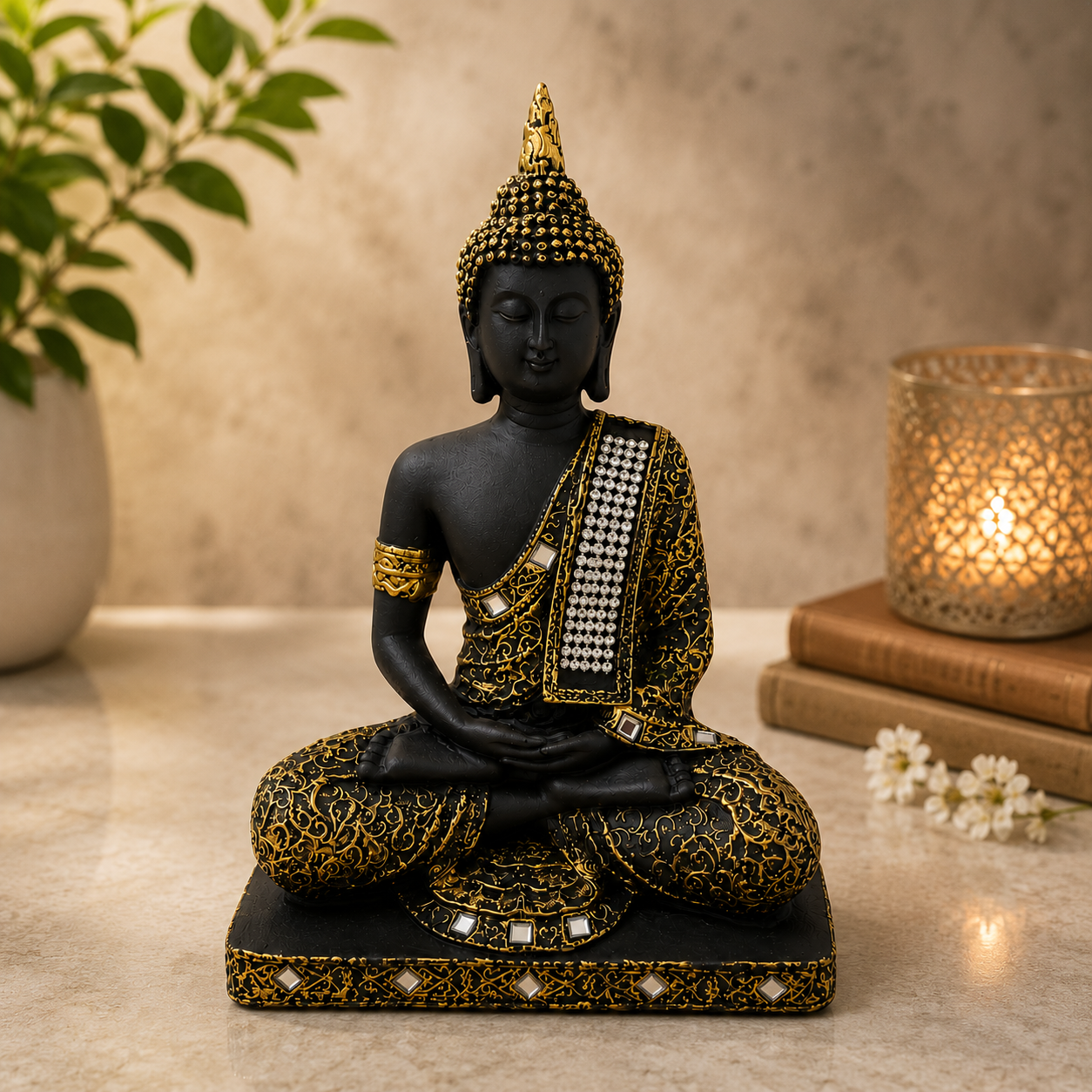 Black Buddha Blessing Statue