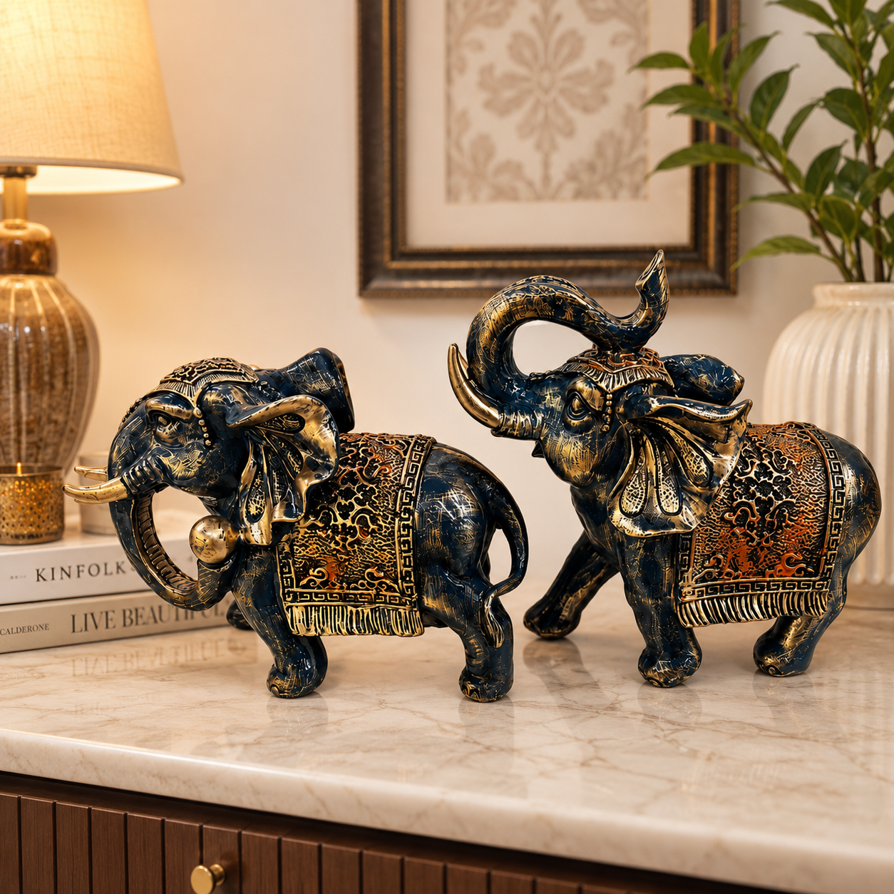 Royal Elephant Decorative Showpiece Set