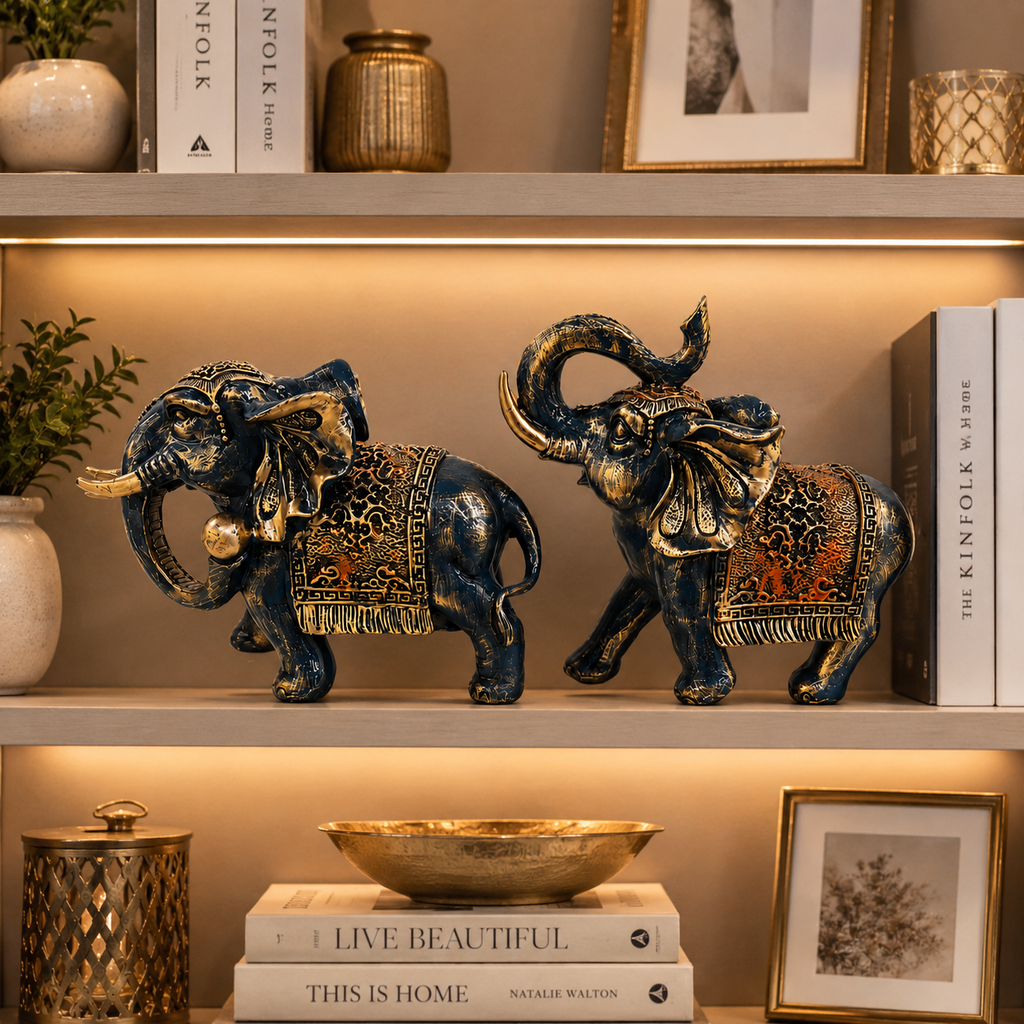 Royal Elephant Decorative Showpiece Set