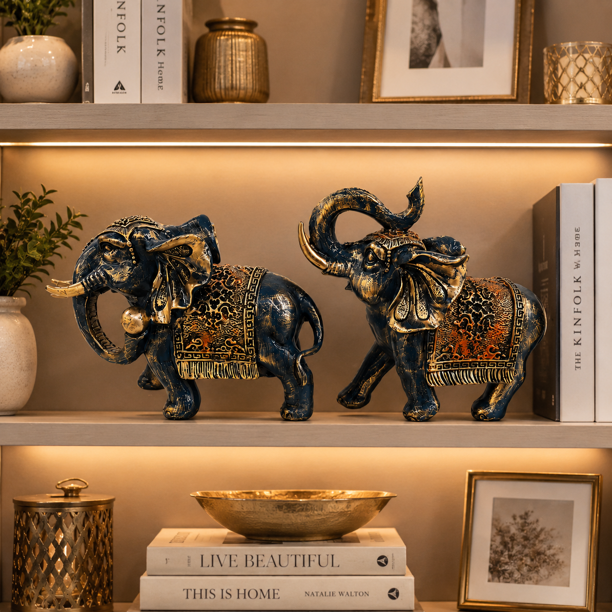 Royal Elephant Decorative Showpiece Set