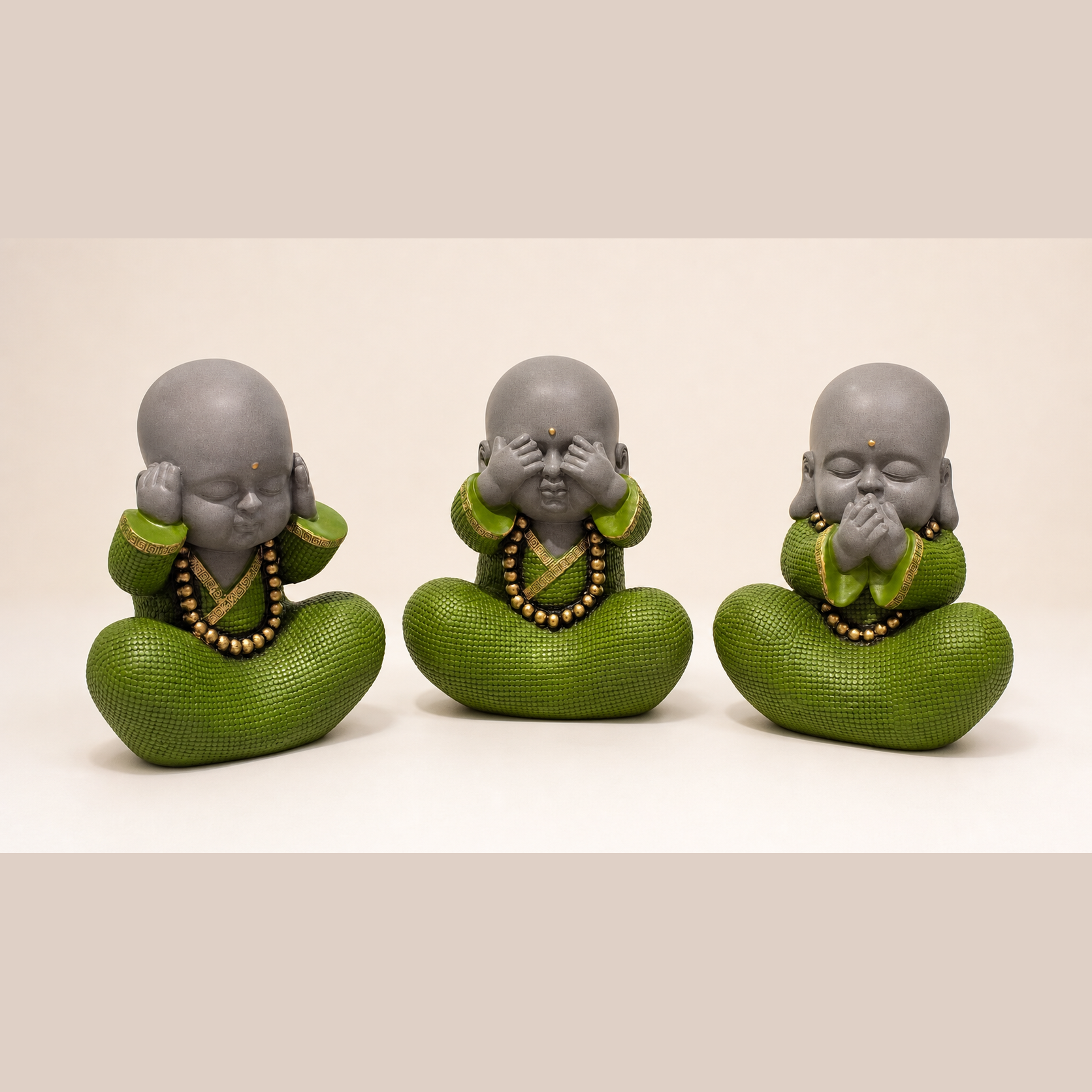 Green Monks Set of 3