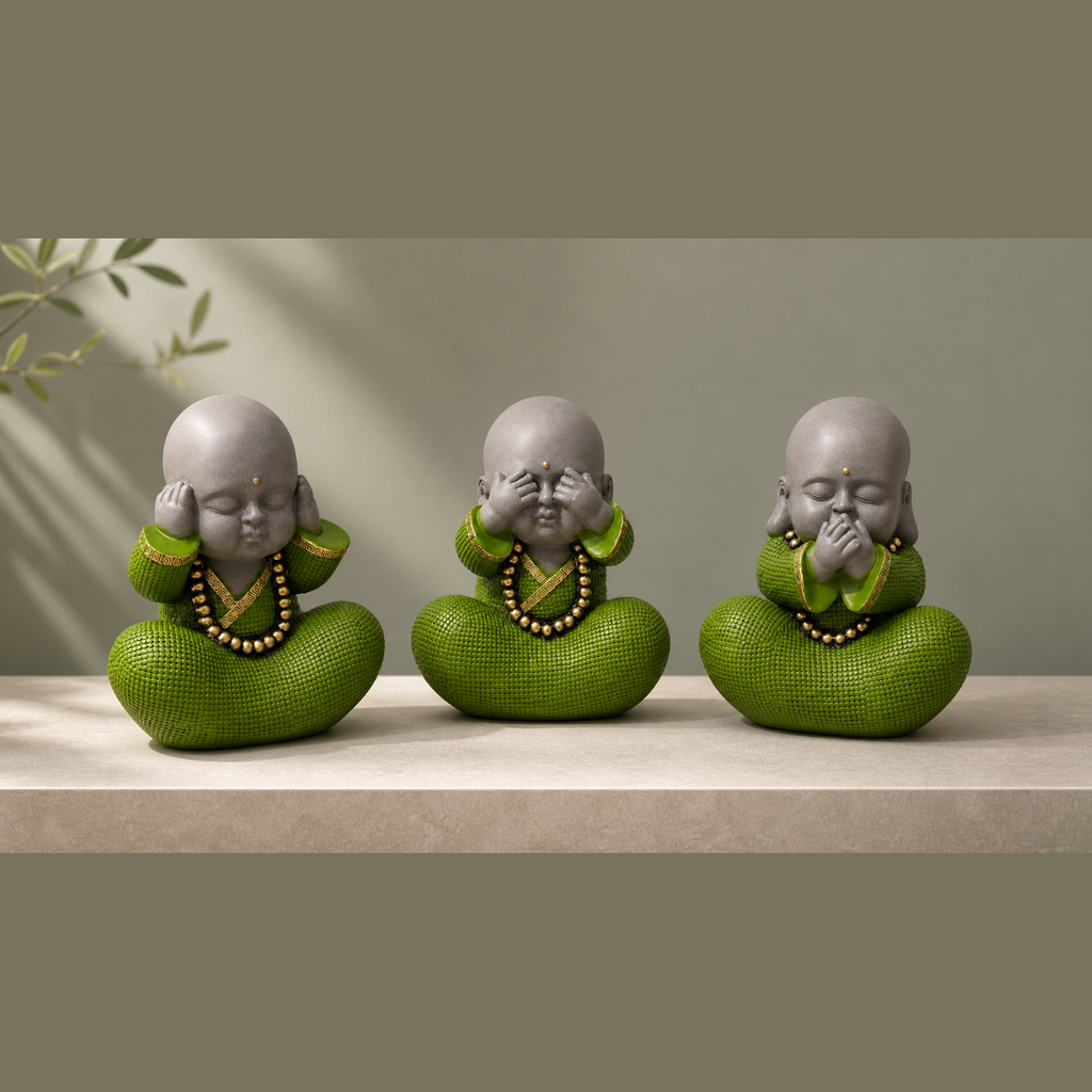 Green Monks Set of 3